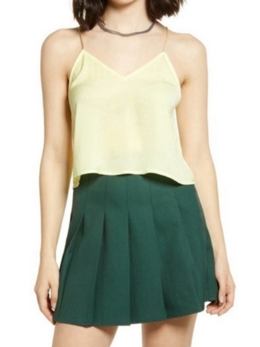 Lime yellow camisole tank top spaghetti straps blouse sleeveless
